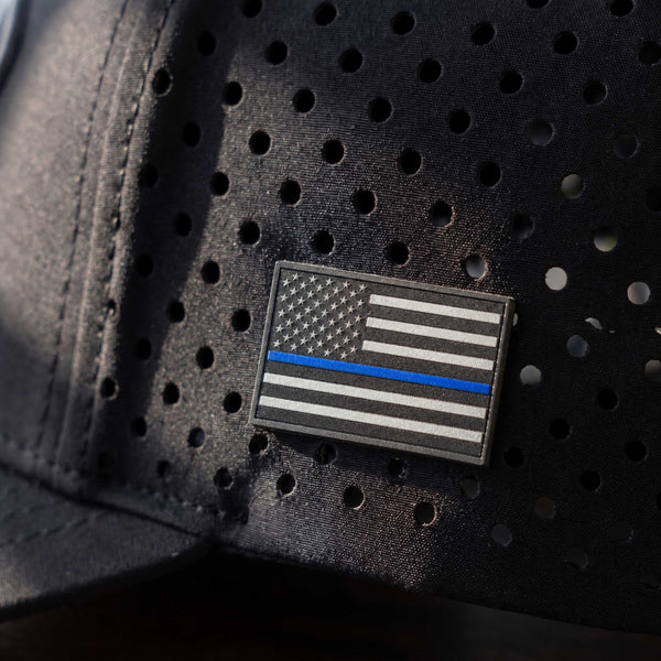 Raised On It | America 250 | Blackout Performance Hat — Thin Blue Line