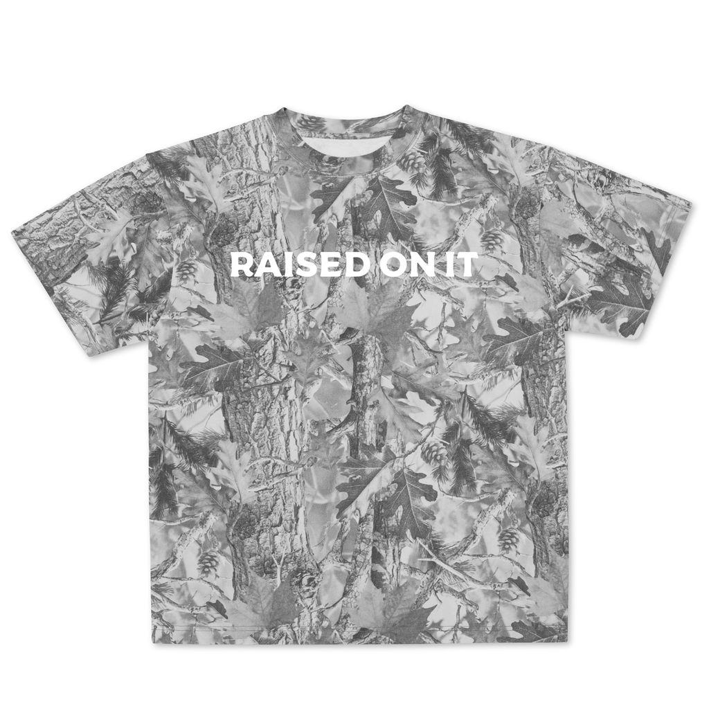 Winter Camo Logo Tee | Short Sleeve Heavy Weight Tee | Grey Wood Camo