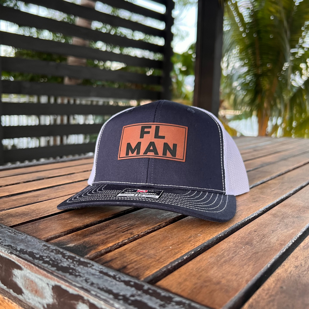 FL Man | Leather Patch Hat | Snapback Trucker Style