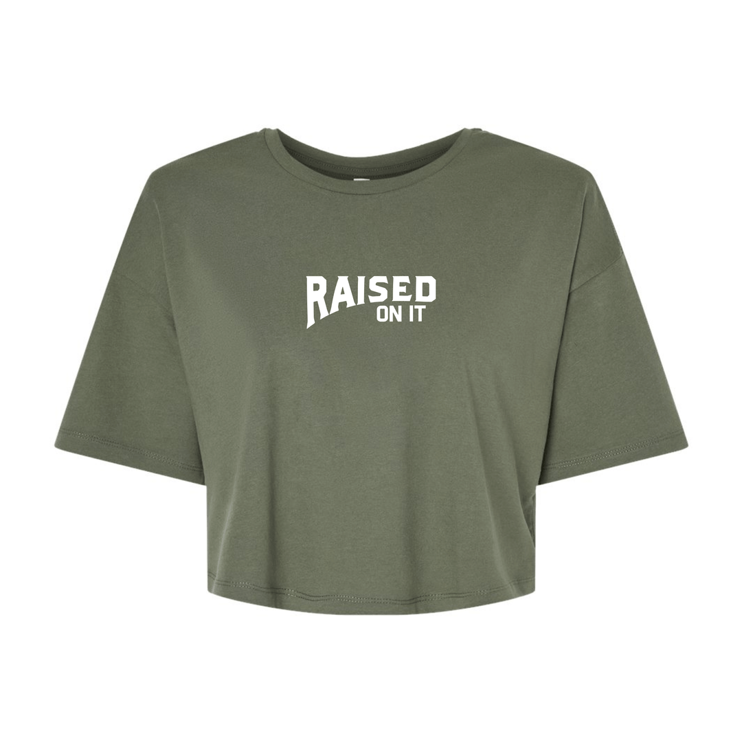 Raised On It | Woman's Crop Top | Military Green