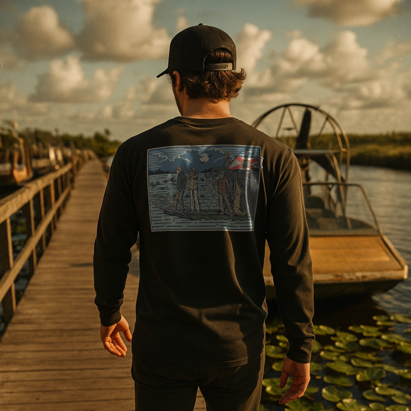 Florida Dyin' Breed Airboat | Black | Unisex Long-Sleeve Comfort Tee
