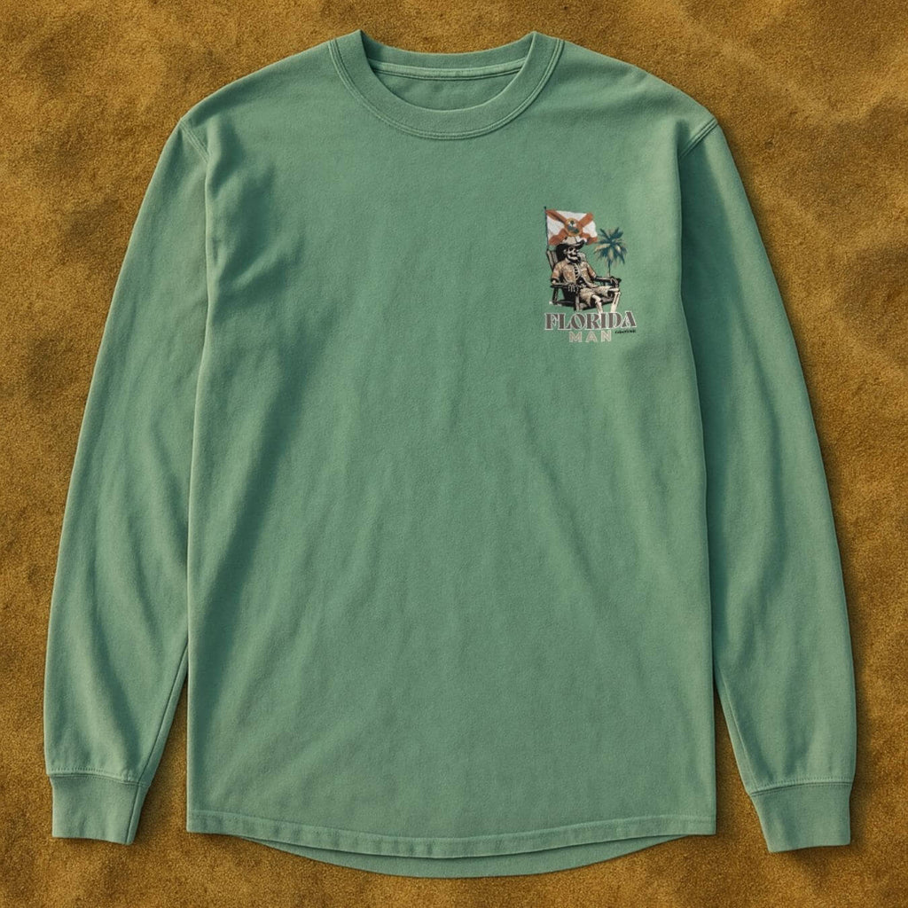 Florida Man Beach Skeleton | FL Green | Unisex Long Sleeve Comfort Tee