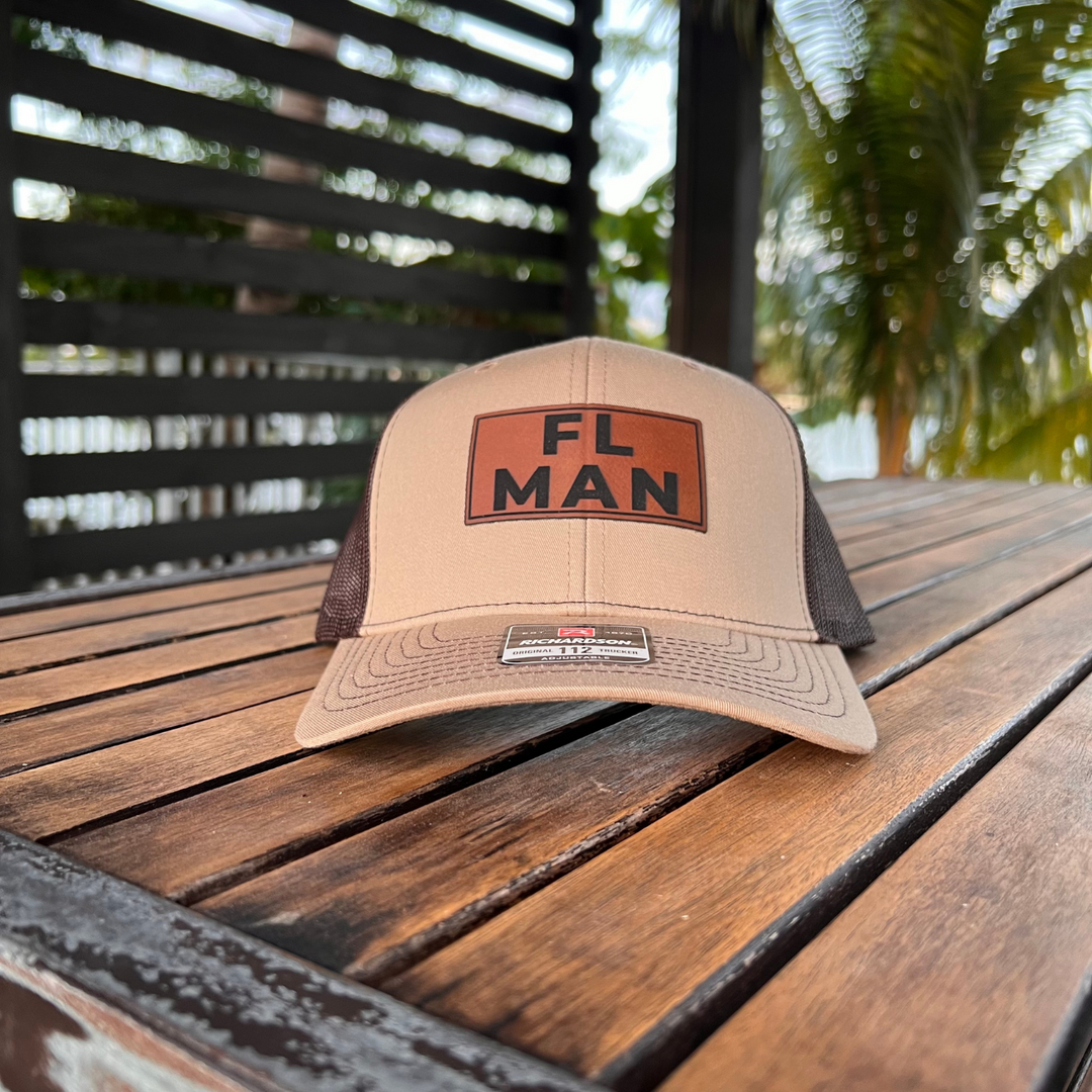 FL Man | Leather Patch Hat | Snapback Trucker Style