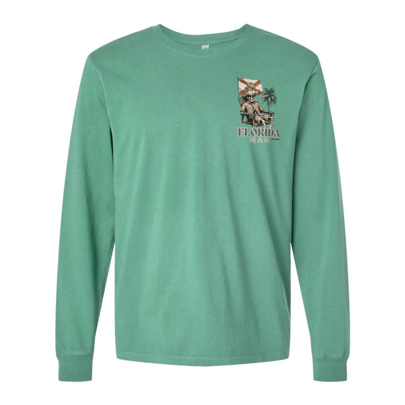Florida Man Beach Skeleton | FL Green | Unisex Long Sleeve Comfort Tee