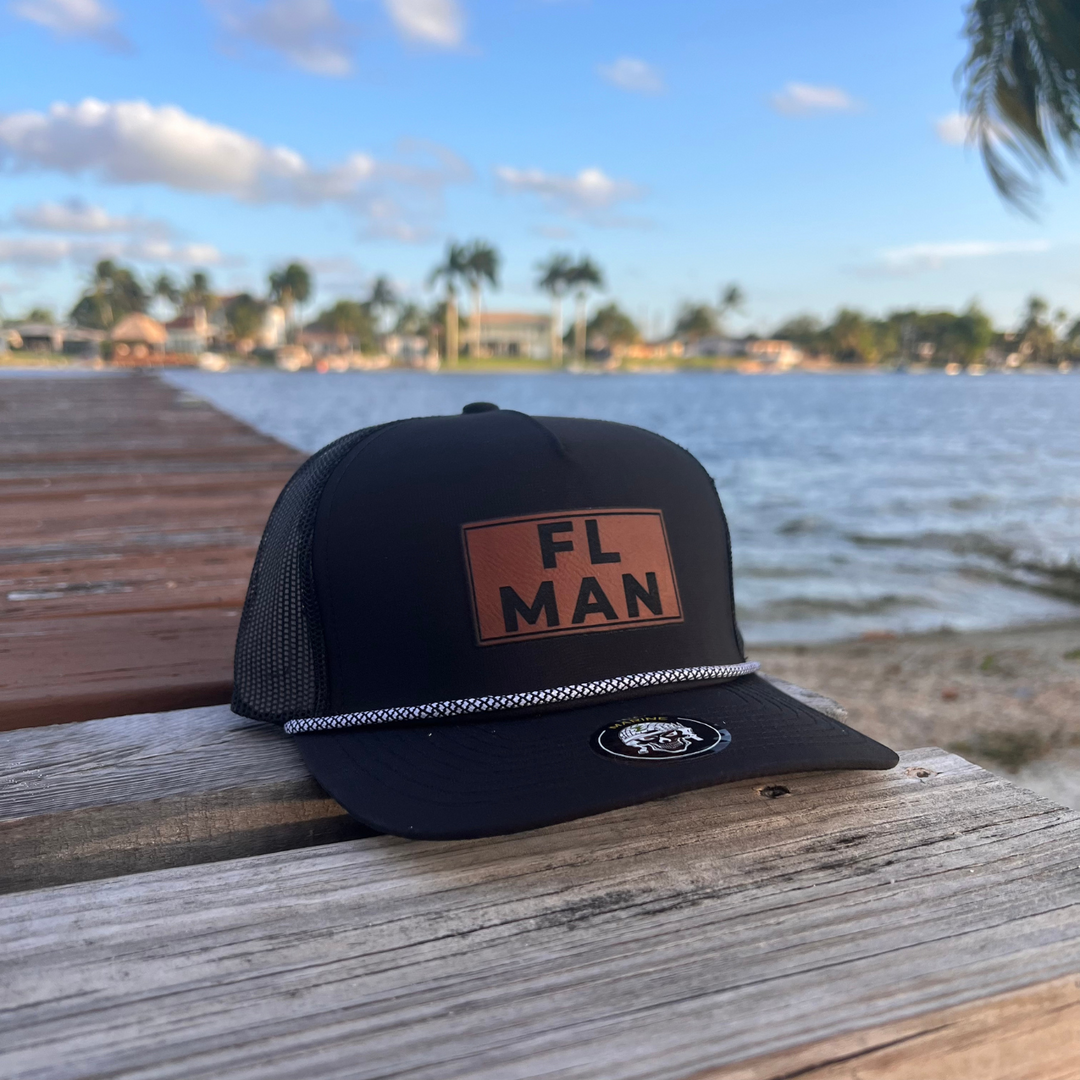 FL Man | Leather Patch Hat | Snapback Trucker Style