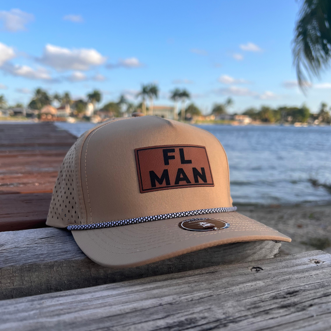 FL Man | Leather Patch Hat | Snapback Trucker Style