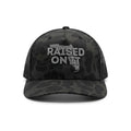 Raised On It Florida Logo embroidered trucker hat in Silver Camo (black duck camo, grey stitch)