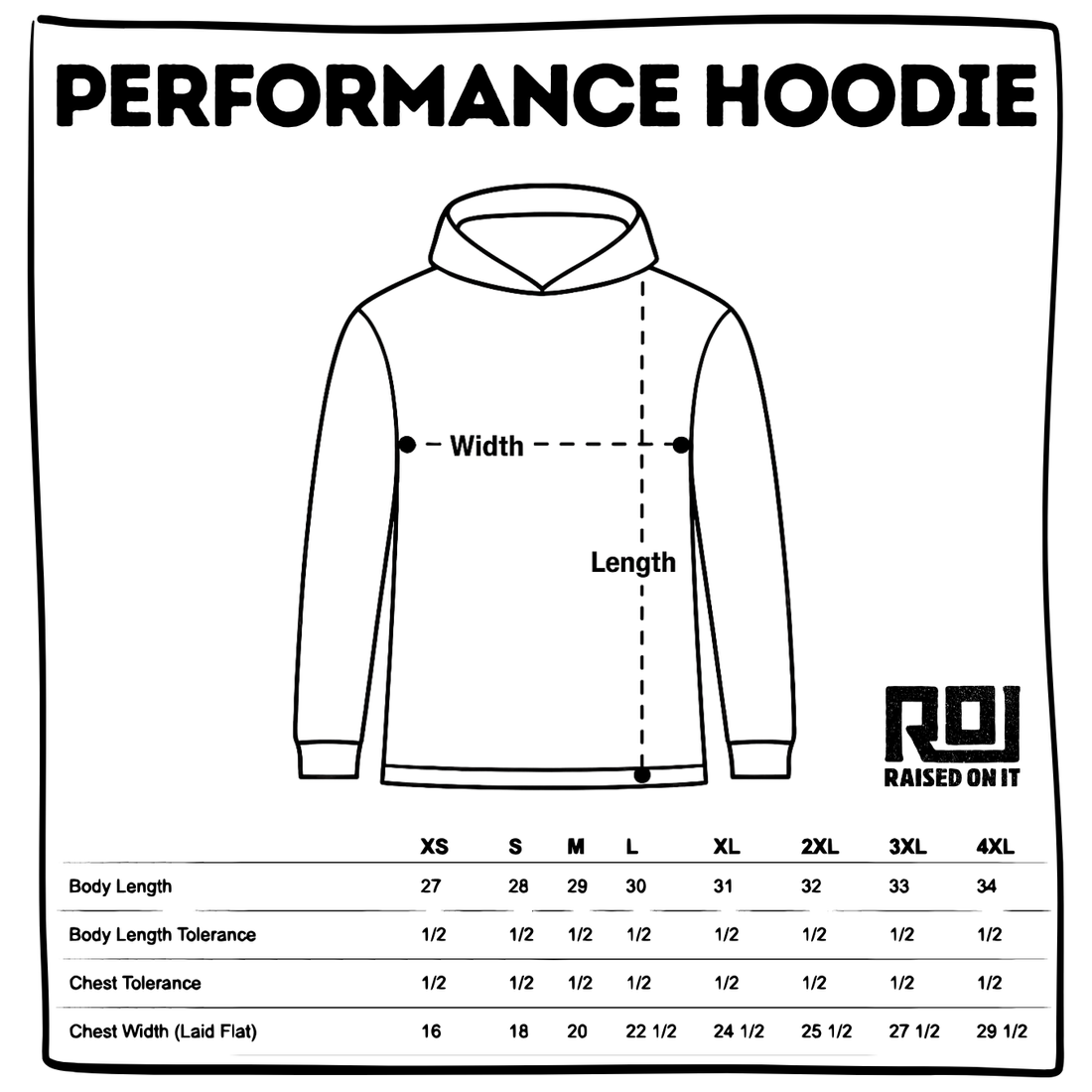 Florida Sunset | Heather Grey | Unisex Long-Sleeve Performance Hoodie size chart