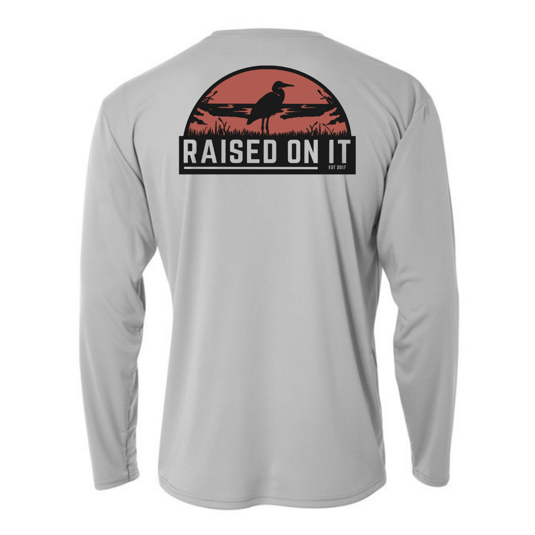 Florida Sunset Performance Shirt | Steel Gray | Unisex Long-Sleeve Active Blend