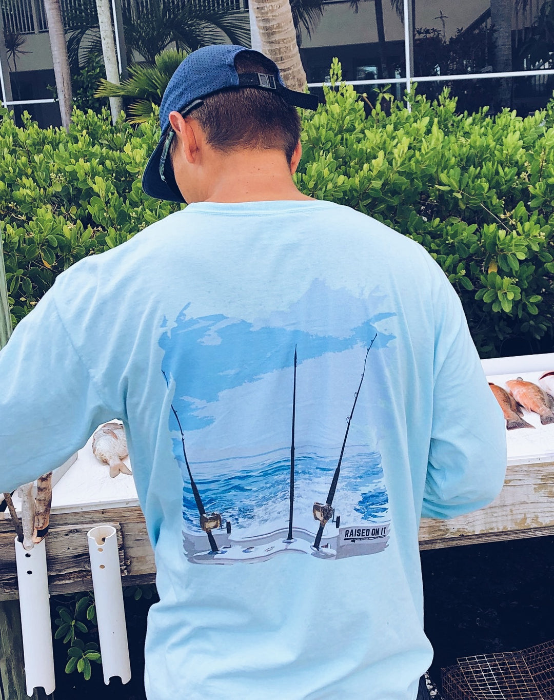 Angler's Outlook | Sky Blue | Unisex Long-Sleeve Comfort Tee with Pocket